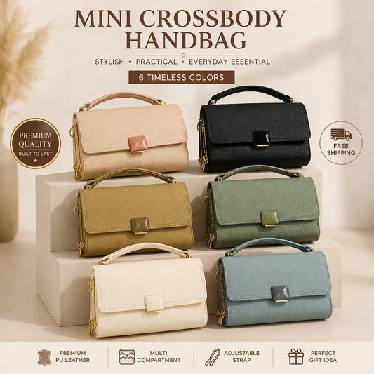 Lace & Luxe women’s pebble leather crossbody purse with structured top handle, stylish designer handbag on neutral background.