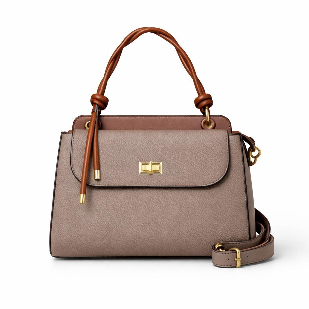 Lace & Luxe pebbled leather handbag with structured top handle and crossbody strap, stylish women's purse in black leather.