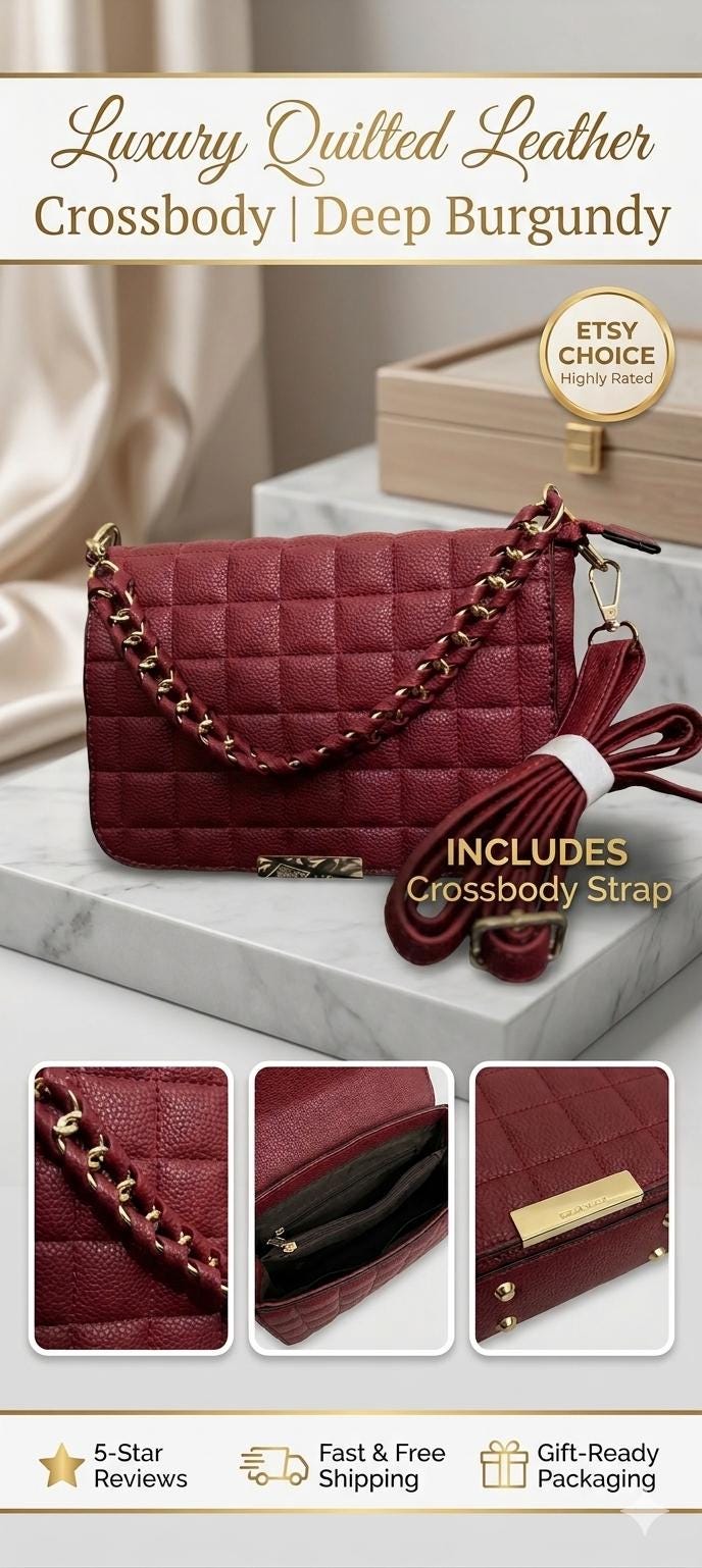 Lace & Luxe quilted leather crossbody bag with gold chain handle and compact design, stylish and functional for everyday use.