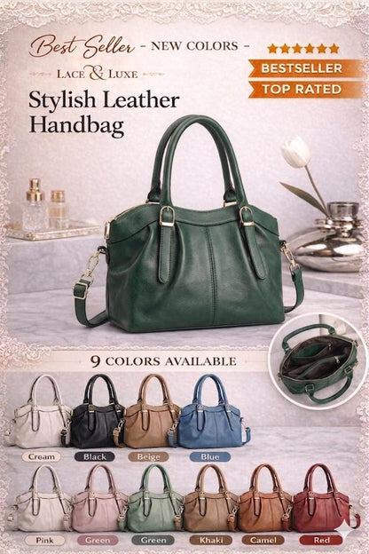 Genuine leather Lace & Luxe shoulder crossbody handbag with adjustable strap and spacious interior for everyday use.