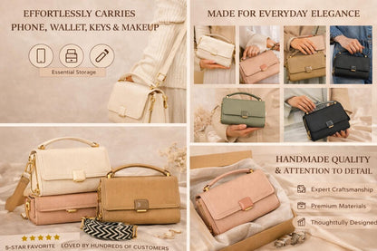 Lace & Luxe women's crossbody purse with pebbled leather, structured top handle, stylish handbag for women.