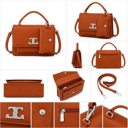 Lace & Luxe mini crossbody handbag with top handle, PU leather shoulder bag, matching wallet, perfect for everyday fashion.