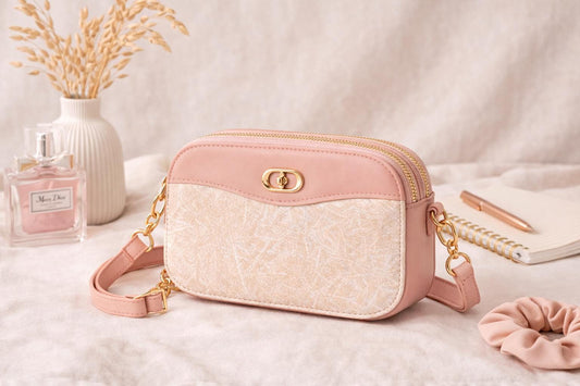 Lace & Luxe leather mini shoulder bag with gold hardware and adjustable strap, trendy everyday purse in a compact design