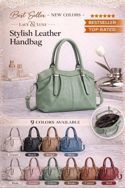 Genuine leather shoulder crossbody handbag by Lace & Luxe, featuring a sleek design with a top handle and adjustable strap.