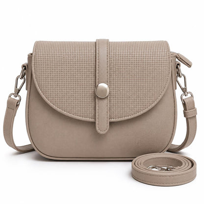 Lace & Luxe vegan leather saddle bag with adjustable strap, boho crossbody purse, stylish and functional handbag.