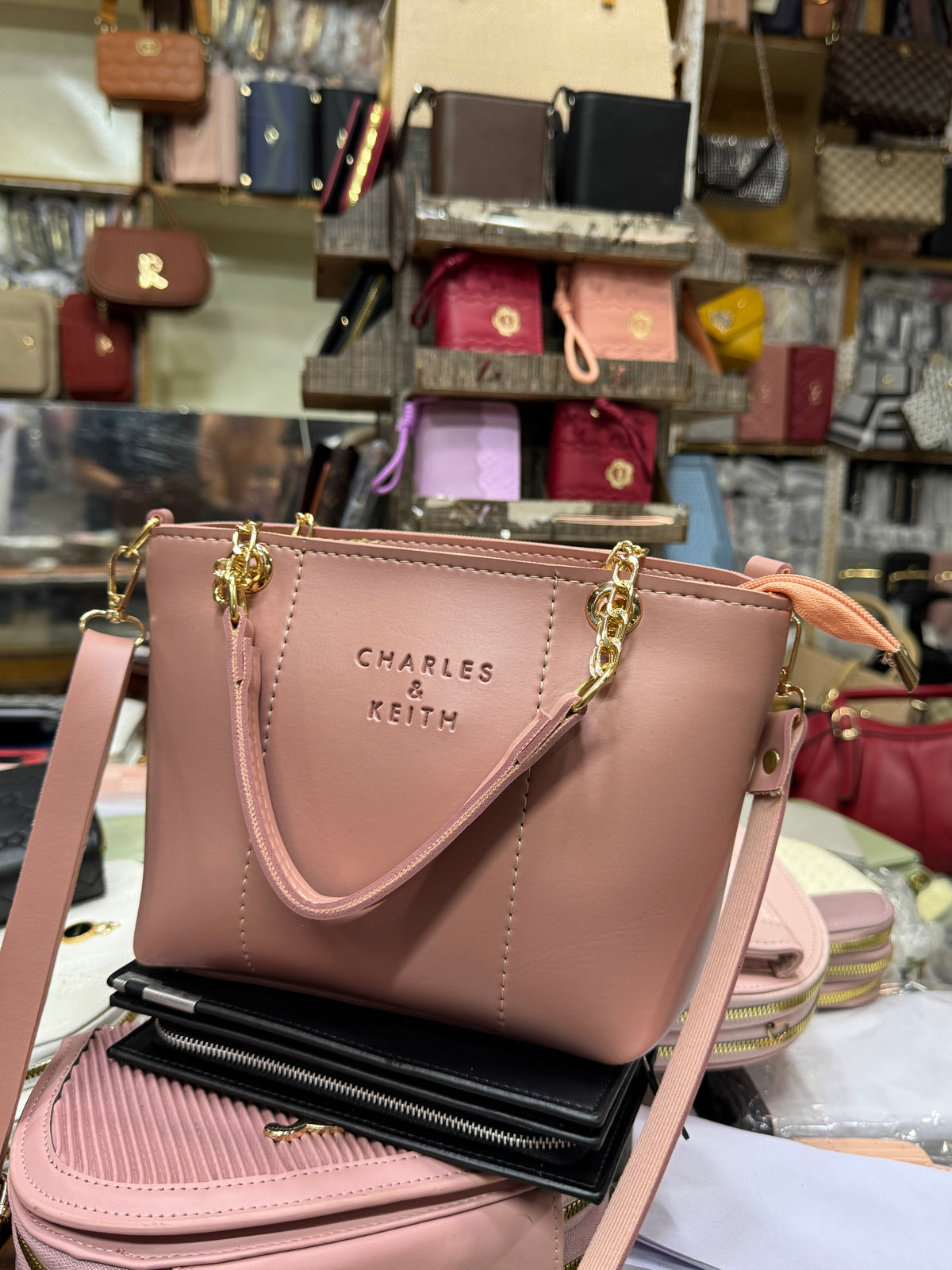 Women’s Structured Tote Handbag with Adjustable Shoulder Strap GoldChain – 8 Colors Available