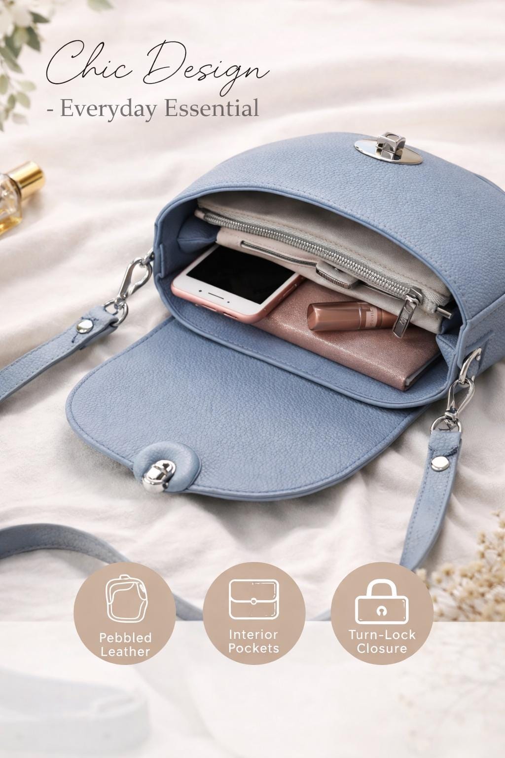 Small leather crossbody purse for women by Lace & Luxe, featuring adjustable strap and classic shoulder bag design.