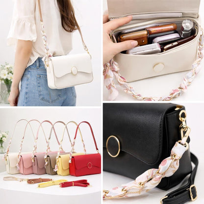 Lace & Luxe minimal leather crossbody bag with adjustable strap, shoulder purse, and everyday essential style.