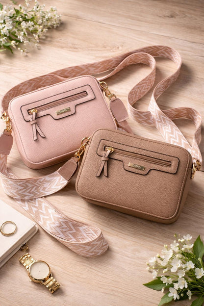 Lace & Luxe small women's crossbody handbag with adjustable chevron strap and stylish design, perfect for everyday use.