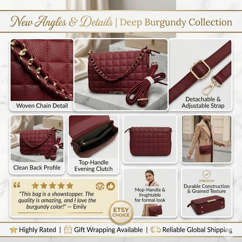 Lace & Luxe quilted leather crossbody bag with gold chain handle and compact design, perfect for stylish everyday use.