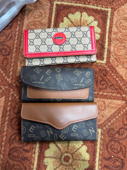 Louie Dennis Vintage Monogram Flap Wallet – Faux Leather Canvas Clutch Purse