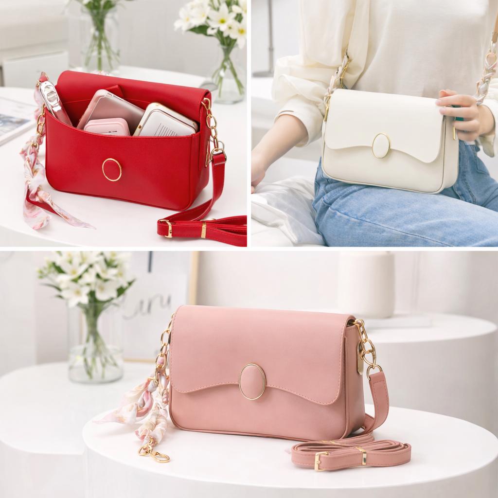 Lace & Luxe minimal leather crossbody bag with adjustable strap, compact shoulder purse for everyday essentials