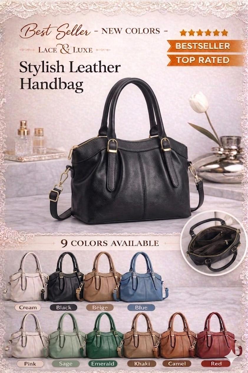 Genuine leather shoulder crossbody handbag by Lace & Luxe with sleek design and adjustable strap for everyday use.