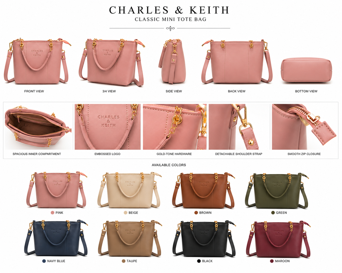 Women’s Structured Tote Handbag with Adjustable Shoulder Strap GoldChain – 8 Colors Available