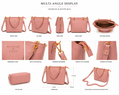 Women’s Structured Tote Handbag with Adjustable Shoulder Strap GoldChain – 8 Colors Available