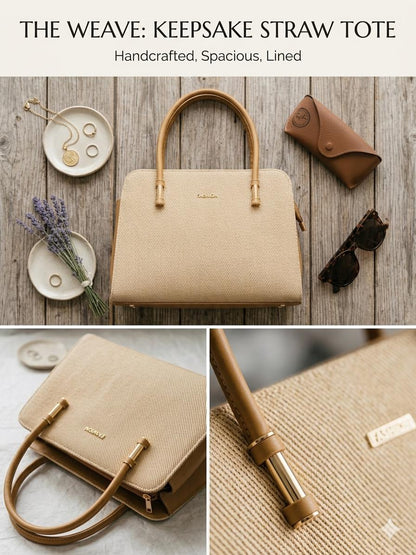 Lace & Luxe tote handbag, everyday shoulder bag in neutral color, with spacious interior and sturdy shoulder strap.