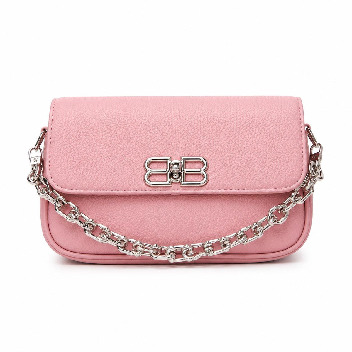 Black leather shoulder bag for women with chain strap, mini flap design, designer style evening handbag by Lace & Luxe.