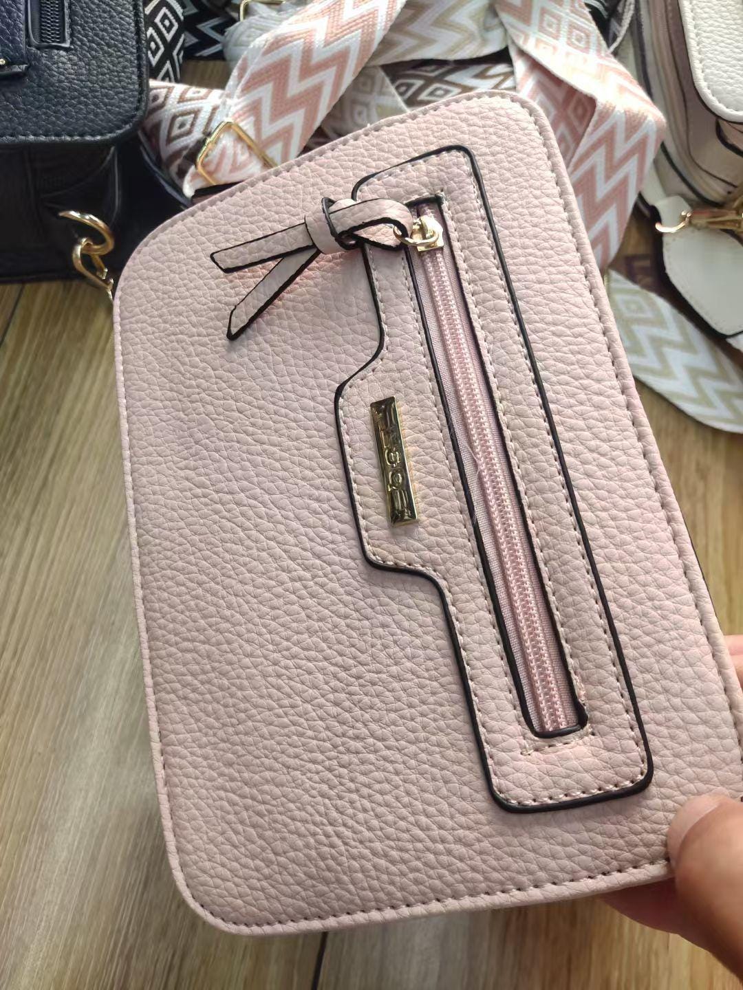 Lace & Luxe small crossbody bag with adjustable chevron strap, stylish women's handbag for everyday fashion.