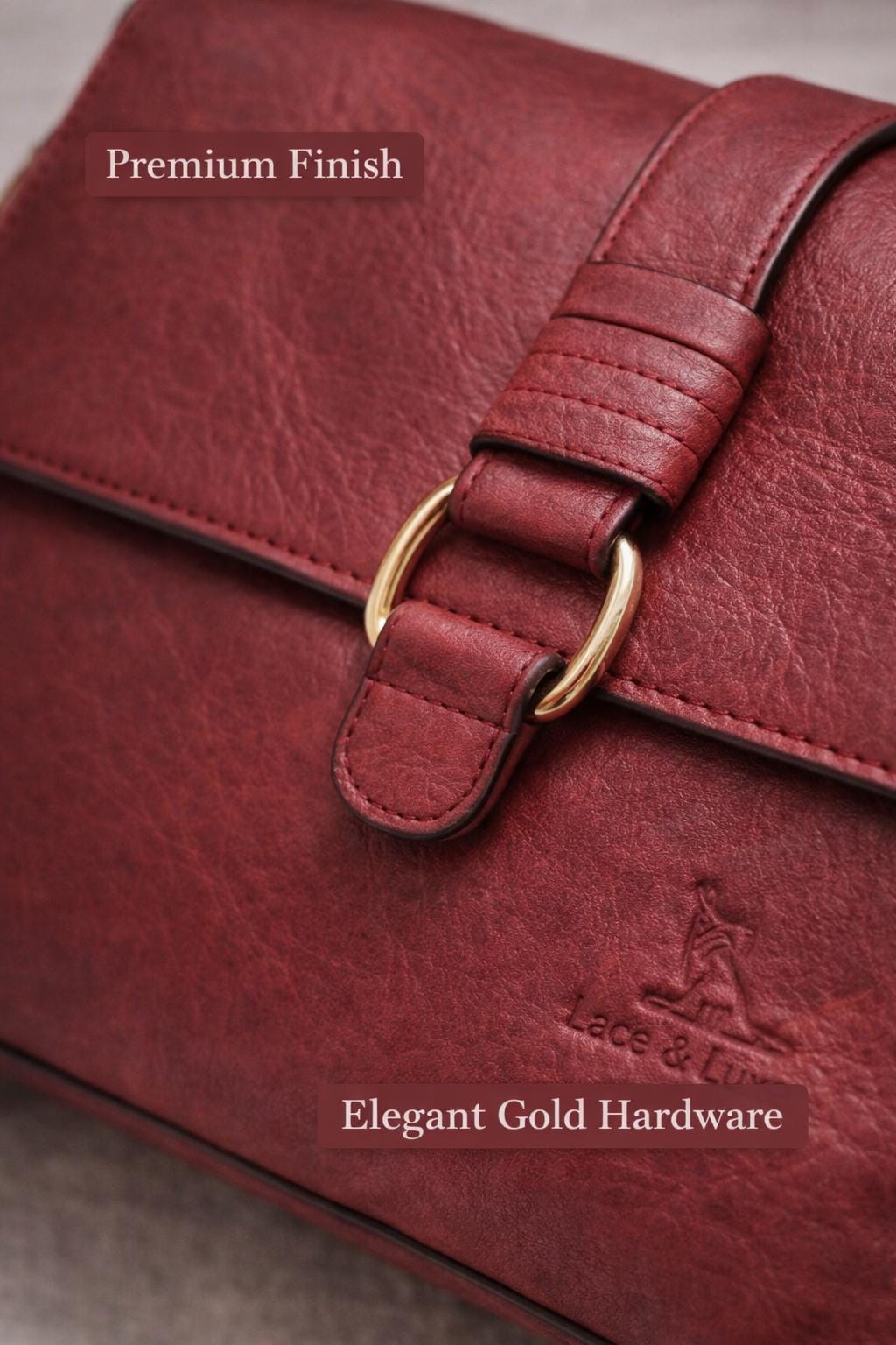 Genuine leather crossbody bag for women with adjustable strap, small shoulder purse, stylish and functional by Lace & Luxe.