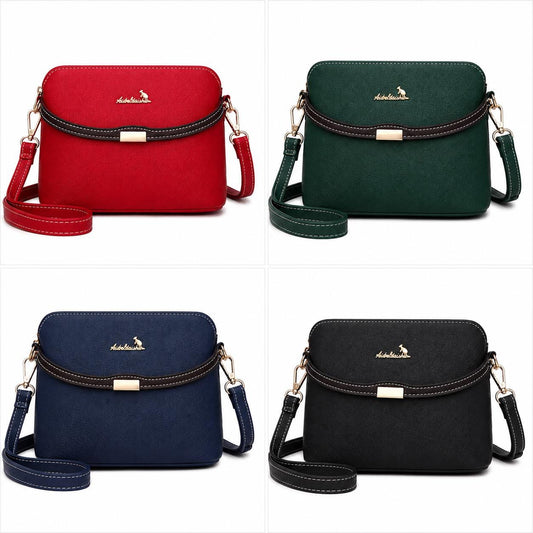 Lace & Luxe vegan leather crossbody bag for women with gold hardware, small saddle purse with adjustable strap and stylish design