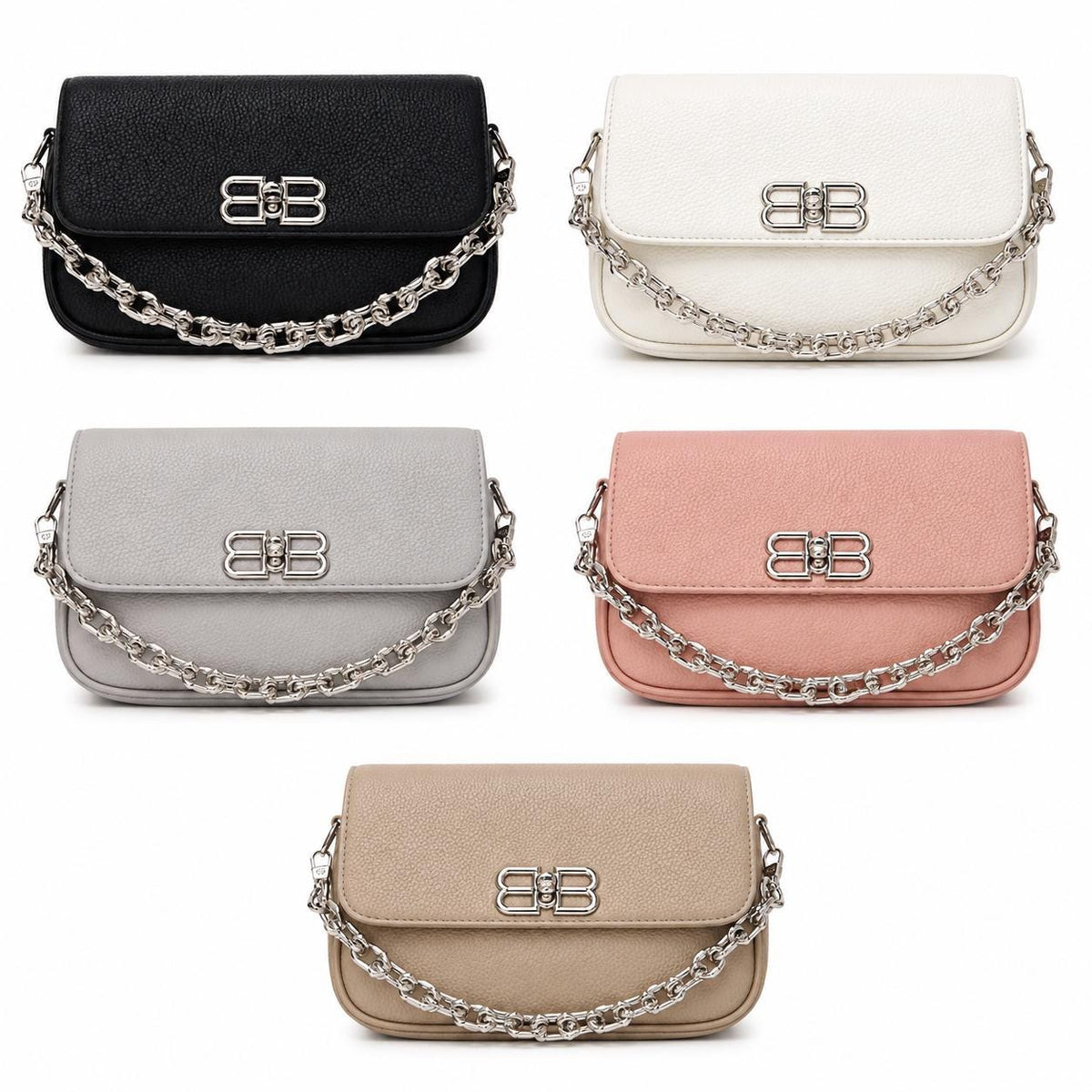 Black leather shoulder bag for women with chain strap, mini flap design, stylish evening handbag by Lace & Luxe.