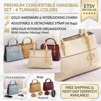 Lace & Luxe faux leather top handle bag with gold charm, women’s crossbody purse featuring a stylish design and versatile carry options.