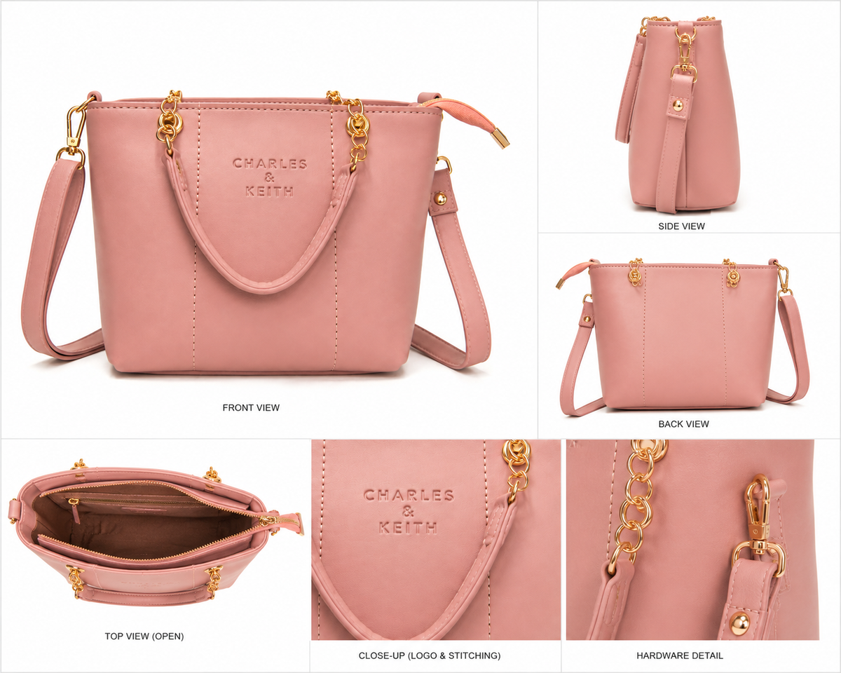 Women’s Structured Tote Handbag with Adjustable Shoulder Strap GoldChain – 8 Colors Available