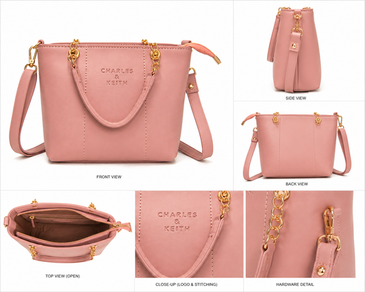 Women’s Structured Tote Handbag with Adjustable Shoulder Strap GoldChain – 8 Colors Available