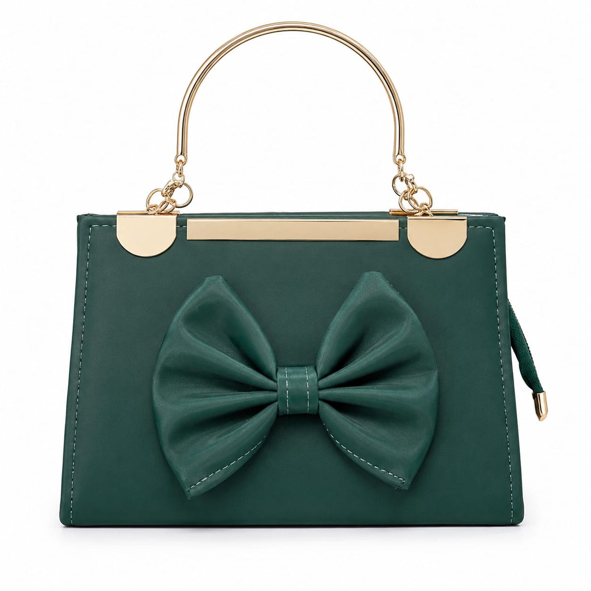 Emerald Bow Top-Handle Satchel – Gold Hardware Crossbody Purse Lace & Luxe