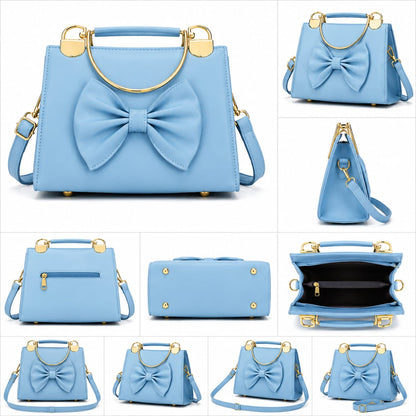 Emerald Bow Top-Handle Satchel – Gold Hardware Crossbody Purse Lace & Luxe