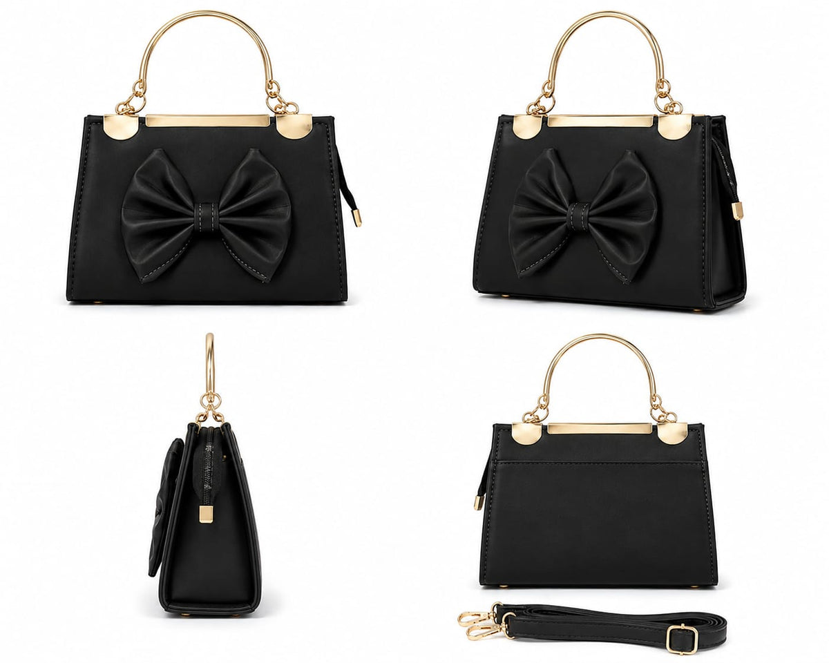 Emerald Bow Top-Handle Satchel – Gold Hardware Crossbody Purse Lace & Luxe