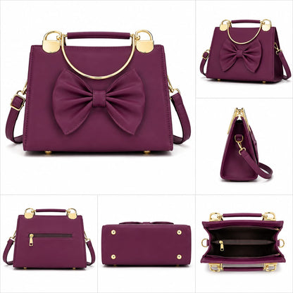 Emerald Bow Top-Handle Satchel – Gold Hardware Crossbody Purse Lace & Luxe