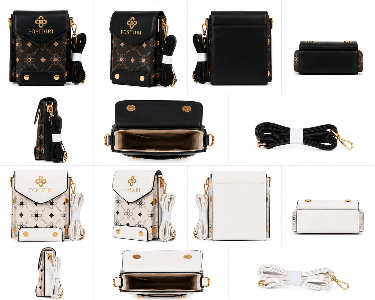 FOSIDIRI Mini Crossbody Phone Bag with Monogram Print Lace & Luxe