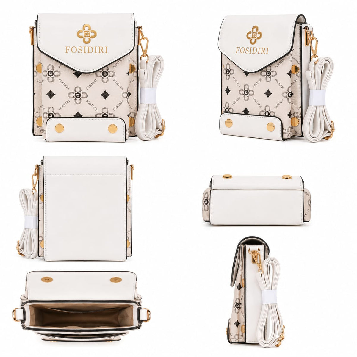 FOSIDIRI Mini Crossbody Phone Bag with Monogram Print Lace & Luxe