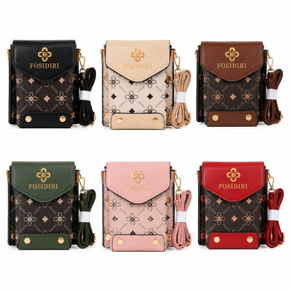 FOSIDIRI Mini Crossbody Phone Bag with Monogram Print Lace & Luxe