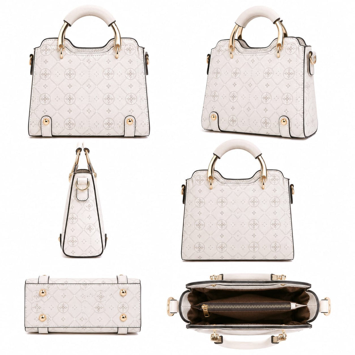 Structured Women’s Handbag, Top Handle Shoulder Bag, Crossbody Purse, Elegant Everyday Bag Lace & Luxe