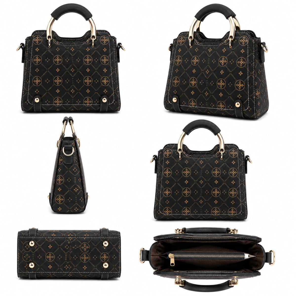 Structured Women’s Handbag, Top Handle Shoulder Bag, Crossbody Purse, Elegant Everyday Bag Lace & Luxe
