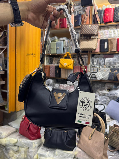 Elegant Black Women’s Handbag with Gold Details | Stylish Shoulder Bag for Everyday & Party Wear | Lace & Luxe
