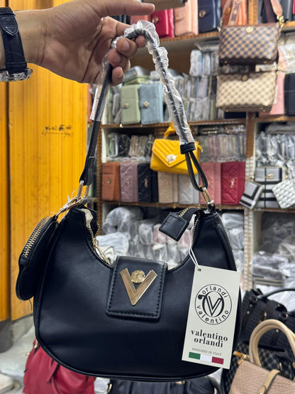 Elegant Black Women’s Handbag with Gold Details | Stylish Shoulder Bag for Everyday & Party Wear | Lace & Luxe
