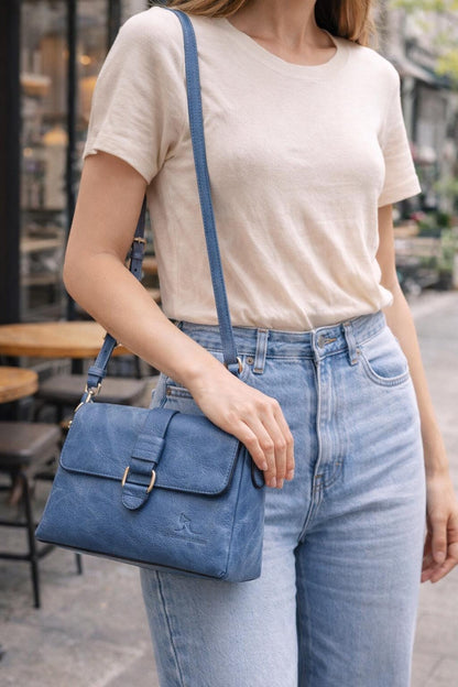 Genuine leather crossbody bag for women by Lace & Luxe, small shoulder purse with adjustable strap and stylish design.