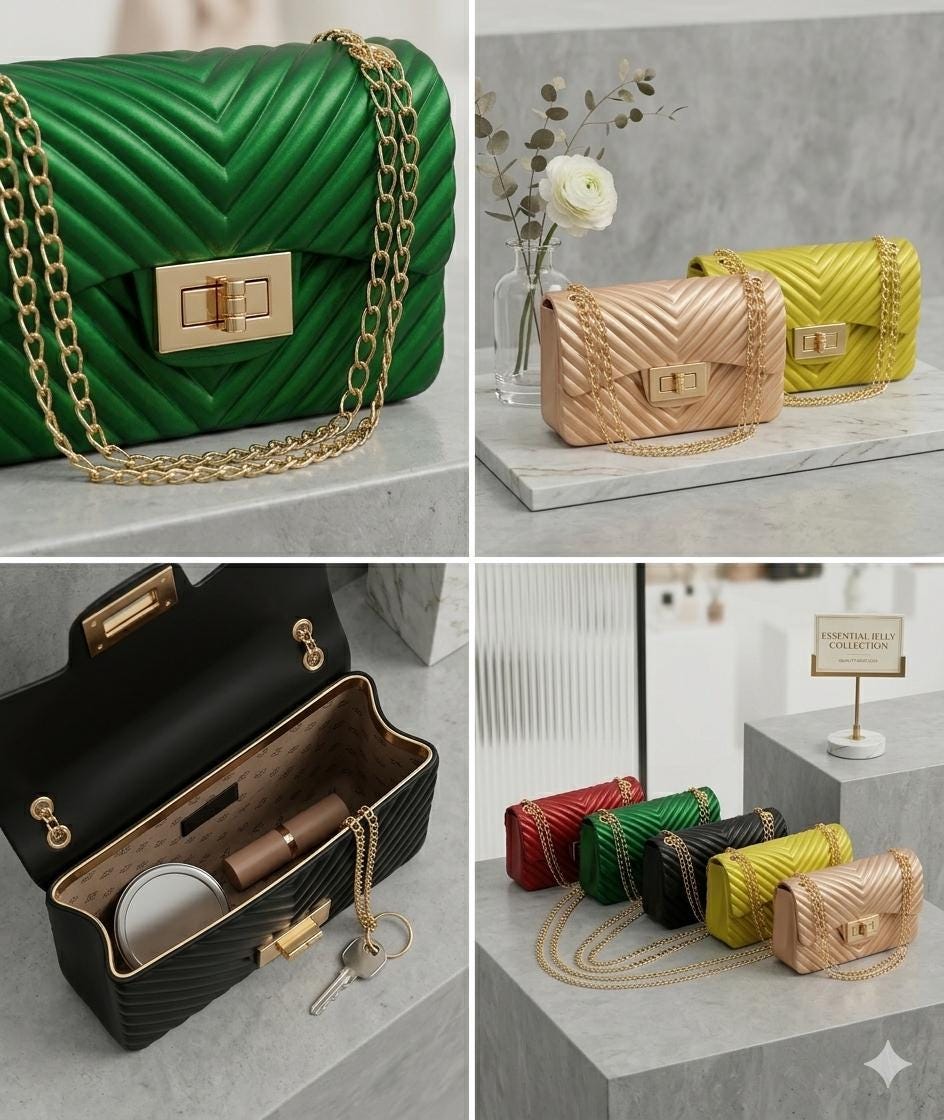 Lace & Luxe quilted chevron pattern crossbody bag with gold chain shoulder strap, stylish handbag for everyday or evening use.