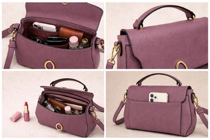 Lace & Luxe leather crossbody bag with multiple compartments, adjustable strap, minimalist design, and sleek shoulder purse style.