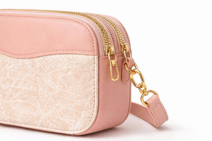 Lace & Luxe leather mini shoulder bag with gold hardware and adjustable strap, trendy everyday purse in brown leather.