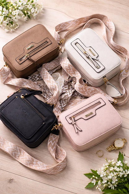 Lace & Luxe small women's crossbody handbag with adjustable chevron strap and stylish design, perfect for everyday use.