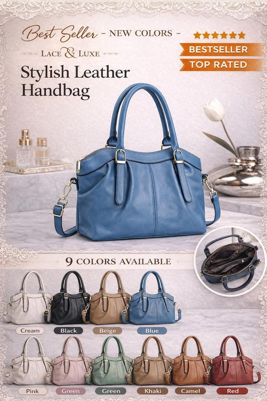 Genuine leather shoulder crossbody handbag by Lace & Luxe, featuring a sleek design with a top handle and adjustable strap.