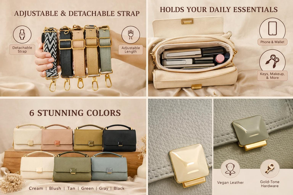 Lace & Luxe women's pebbled leather crossbody purse with structured top handle and elegant design for versatile use.