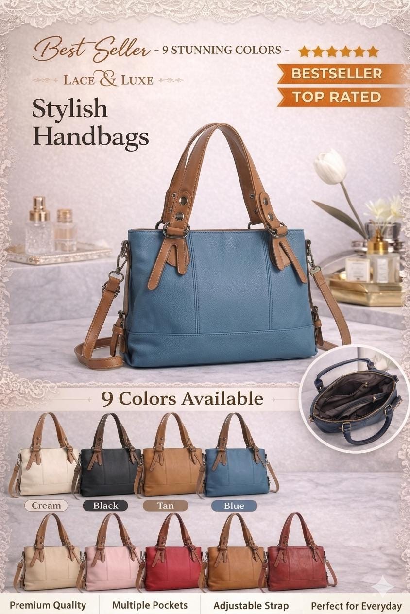 Genuine leather shoulder crossbody handbag by Lace & Luxe featuring a sleek design and adjustable strap for everyday use.