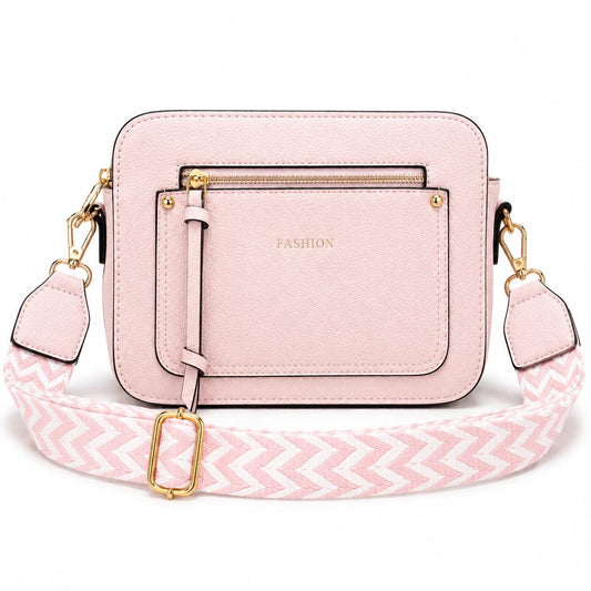 Lace & Luxe small crossbody bag with adjustable chevron strap and fashion-forward design, perfect for women.