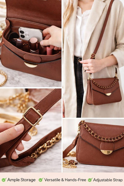 Textured leather crossbody bag by Lace & Luxe featuring a compact mini shoulder purse with a stylish, structured design.
