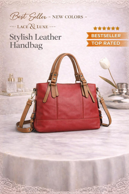 Genuine leather shoulder crossbody handbag by Lace & Luxe, featuring a sleek design and adjustable strap for everyday use.